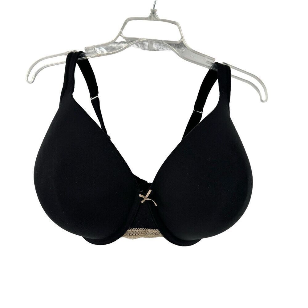 Cacique Bra 40F Lightly Lined Full Coverage Black Underwired Back Closure Bra